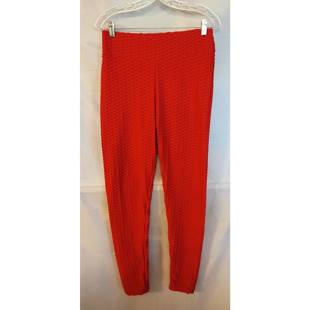 Unbranded Red Waffle Skinny Leggings Size XL Scrunch Butt Squat Proof